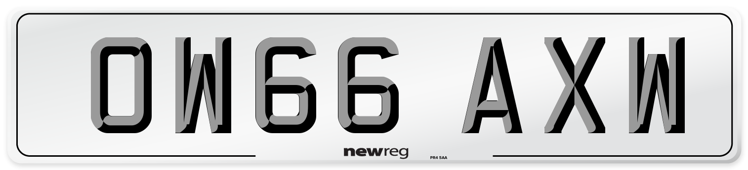 OW66 AXW Number Plate from New Reg